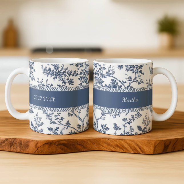 Personalized Toile De Jouy Mug Custom Name Date  (Creator Uploaded)