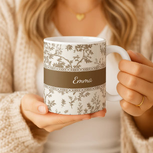 Personalized Toile De Jouy Mug Custom Name Date