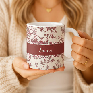 Personalized Toile De Jouy Mug Custom Name Date Gi