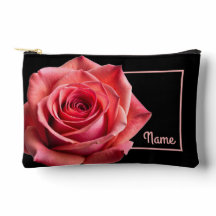 Personalized Toiletry Bag  - Coral/Pink Rose