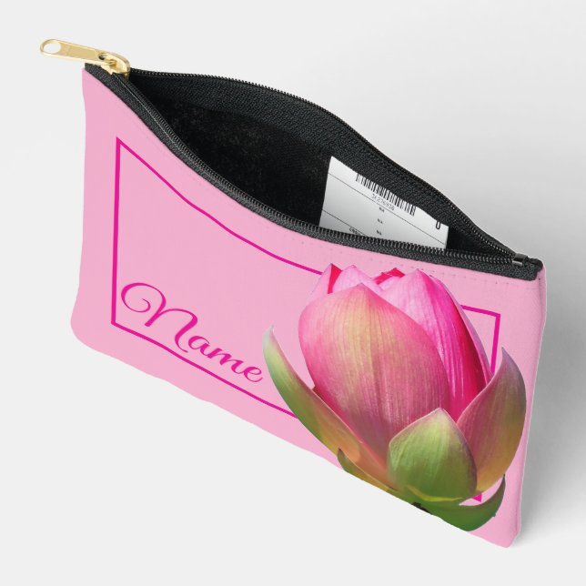 Personalized Toiletry Bag  - Pink Lotus (Open)