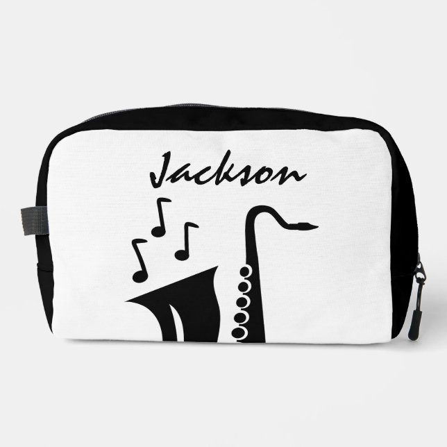 Personalized toiletry bag with saxophone design (Front)