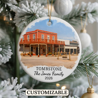 Personalized Tombstone Ornament, Custom Arizona Ceramic Ornament