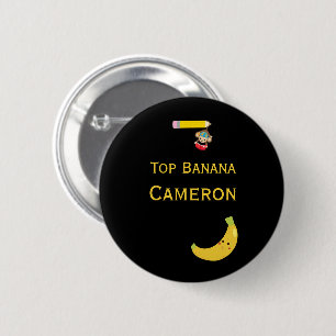 Personalized Top Banana with Hanging Monkey Award  2 Inch Round Button