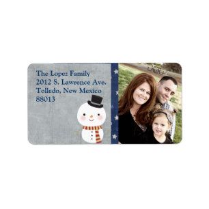 Personalized Top Hat Snowman Mailing Label