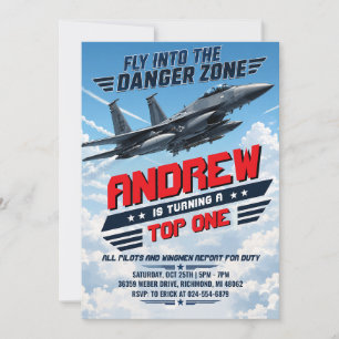 Personalized Top One Airforce birthday Invitation