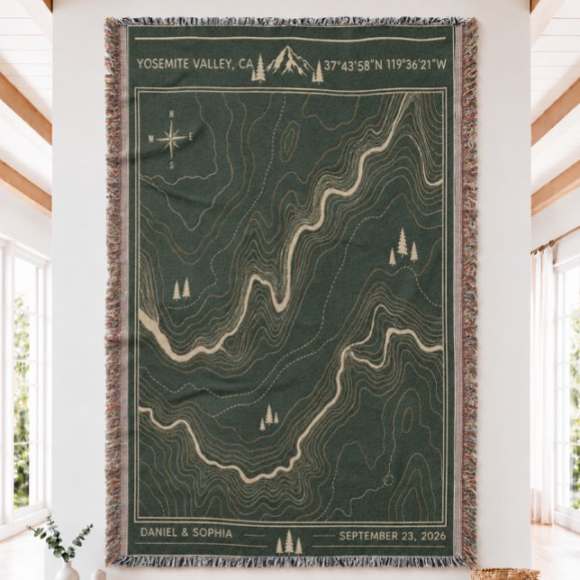 Personalized Topographic Map  Woven Throw Blanket  (Creator Uploaded)