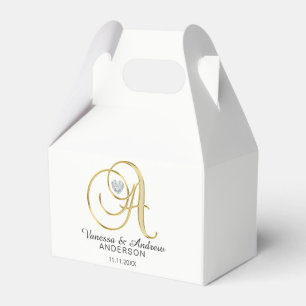 Personalized Topography Gold Monogram Letter 'A' Favor Box
