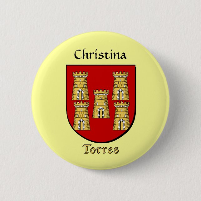 Personalized Torres Historical Shield 2 Inch Round Button (Front)
