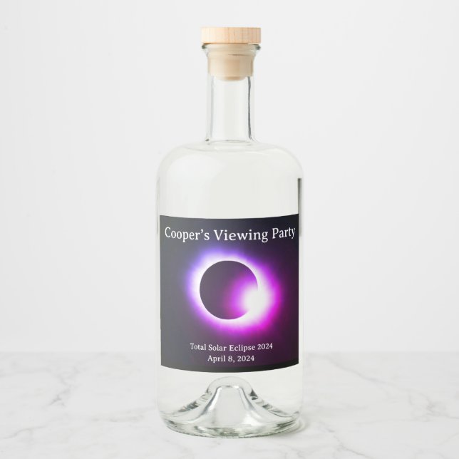 Personalized Total solar eclipse 2024 Liquor Bottle Label (Front)