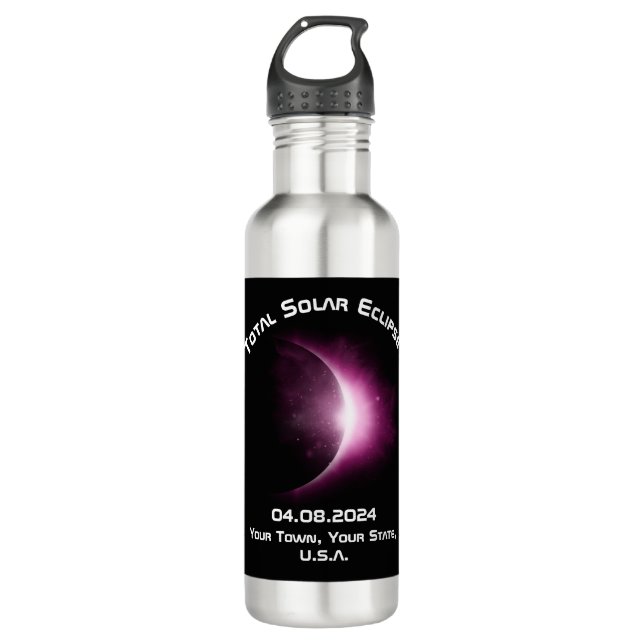 Personalized TOTAL SOLAR ECLIPSE 2024 Travel  710 Ml Water Bottle (Front)