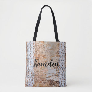 Personalized Tote Bag Country Barn Wood Lace Trim
