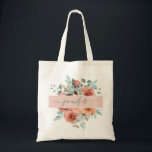 Personalized Tote Bag, Floral Tote Bag. Bridesmaid<br><div class="desc">Beautiful personalized gift. Ability to add your name and to change name's and rectangular stripe colour to any other colour you like by selecting customize. Coordinating products available. Part of our "Ethereal in Blush Peach" wedding and events collections.</div>