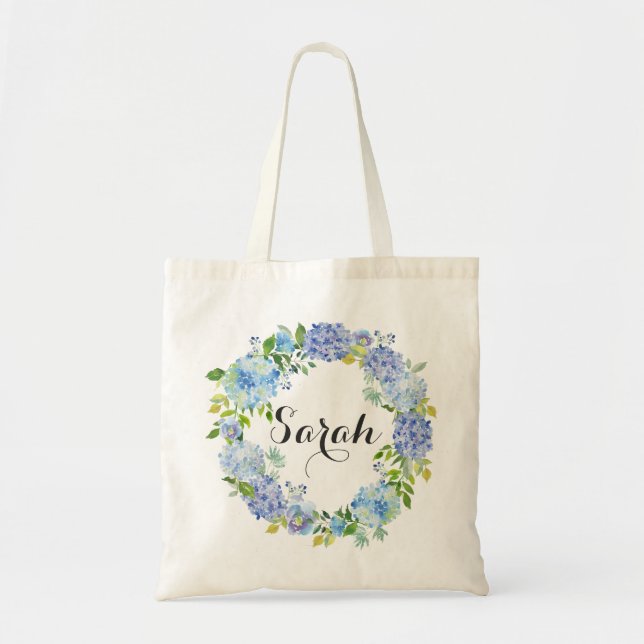Personalized Tote Bag. Floral Tote Bag. Bridesmaid Bag (Front)