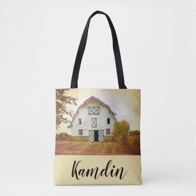 Personalized Tote Bag Sunset Barn Country Rustic F (Front)