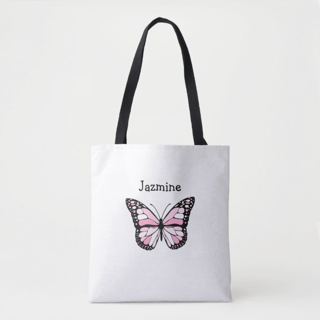 Personalized Tote Bag with Pink Butterfly (Front)