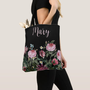 Personalized Tote Bags - Floral Pattern