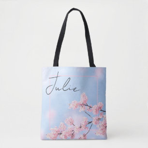Personalized Tote Bags - Pink Cherry Blossom