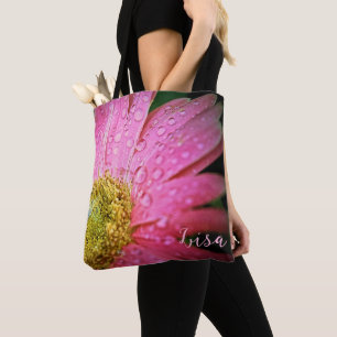 Personalized Tote Bags - Pink Gerbera Daisy
