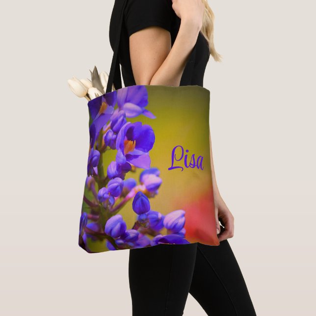 Personalized Tote Bags - Purple Flower (Close Up)