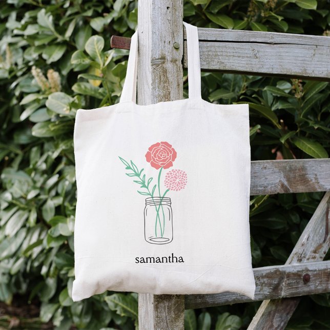 Personalized Tote | Botanical Mason Jar Bag (Creator Uploaded)
