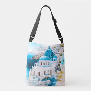 Personalized tote. Santorini tote. Greek pattern Crossbody Bag