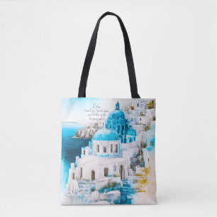 Personalized tote. Santorini tote. Greek pattern Tote Bag