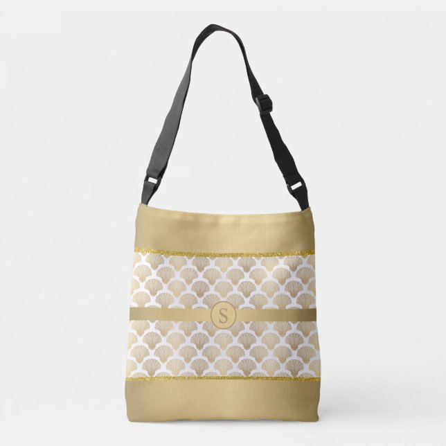 Personalized Tote with Elegant Gold Sea Shells  (Back)