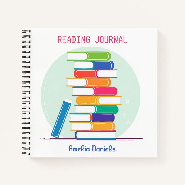 Personalized Tower of Books Reading Journal (Front)
