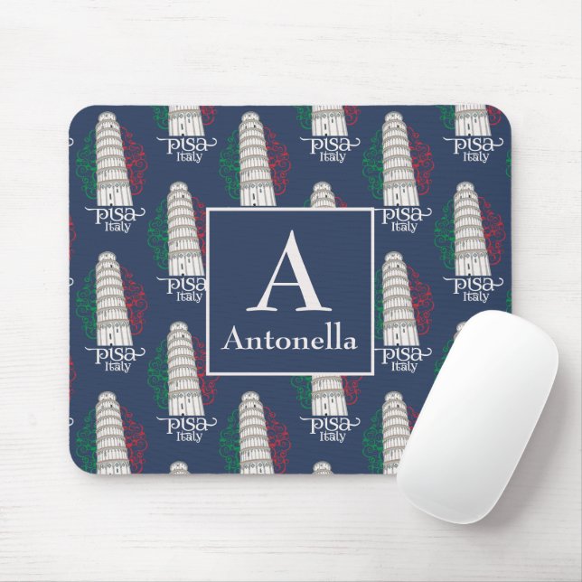 Personalized Tower of Pisa with Monogram and Name Mouse Pad (With Mouse)