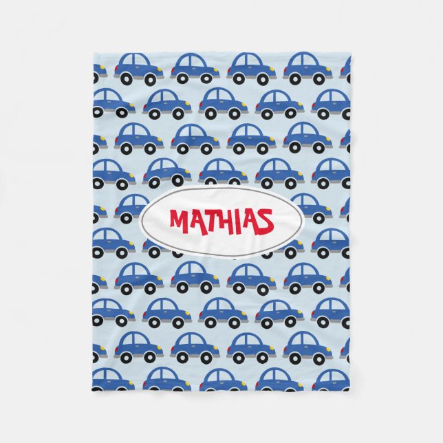 Personalized toy car pattern kid's fleece blanket (Front)