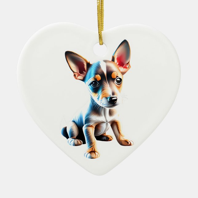 Personalized Toy Fox Terrier Puppy Ceramic Ornament (Front)