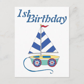 Personalized Toy Sailboat Baby Boy Birthday Invite