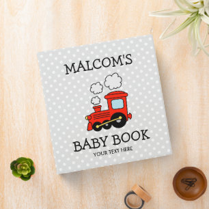 Personalized toy train boy baby photo album binder