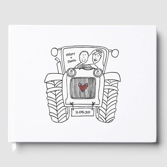 Personalized Tractor Country Farm Wedding Guest Book (Front)
