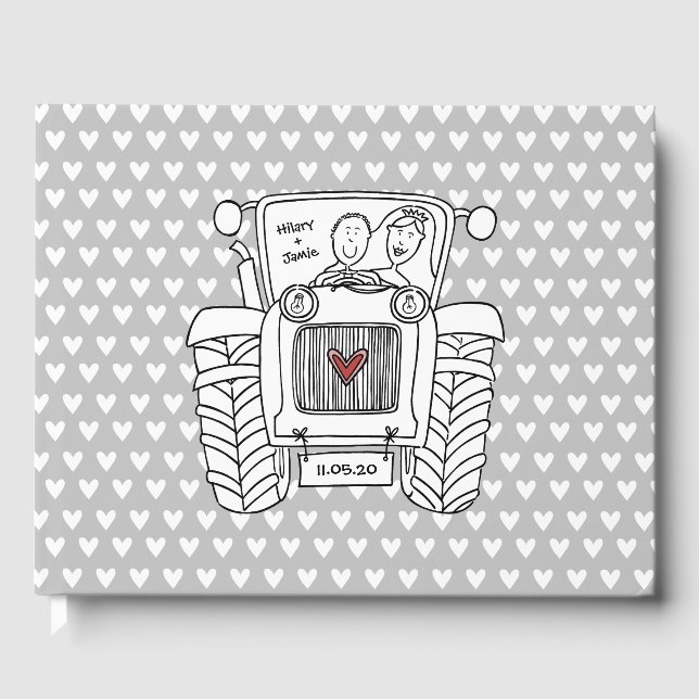 Personalized Tractor Country Farm Wedding Guest Book (Front)