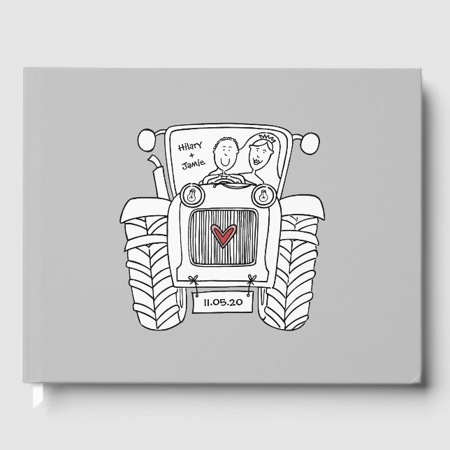 Personalized Tractor Country Farm Wedding Guest Book (Front)