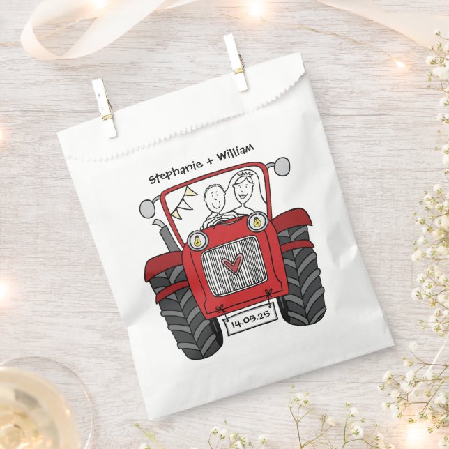 Personalized Tractor Country Wedding Favor Bag (Clipped)