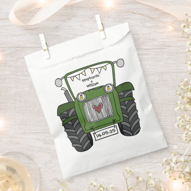 Personalized Tractor Country Wedding Favor Bag (Clipped)