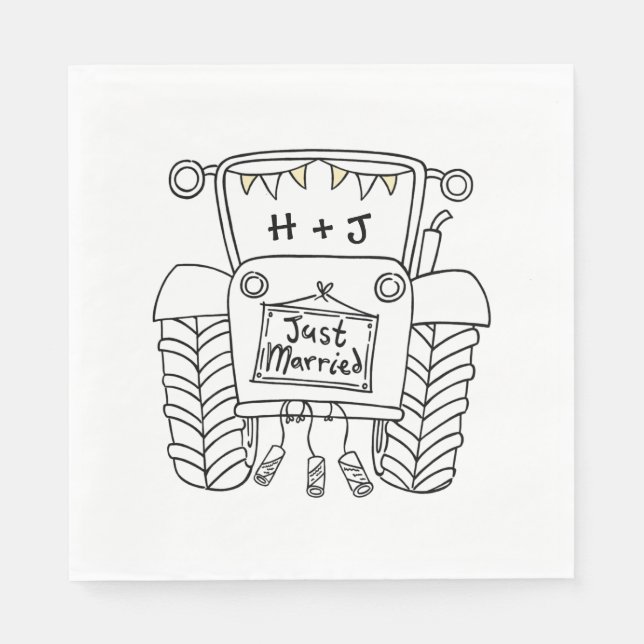 Personalized Tractor Country Wedding Paper Napkin (Front)