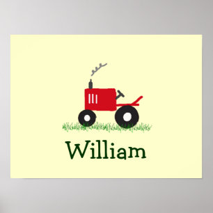 Personalized Tractor Wall Art: Red Tractor Poster