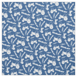 Personalized tractor wheat farm named blue fabric