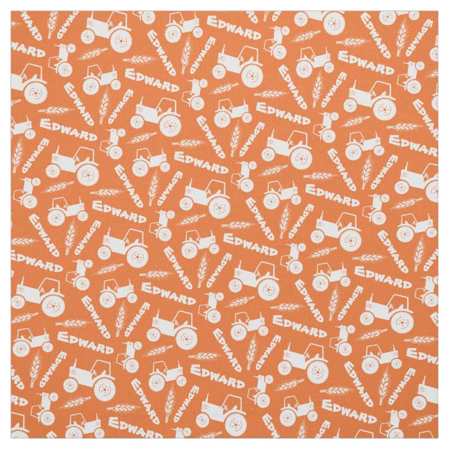 Personalized tractor wheat farm named orange fabric (Swatch)