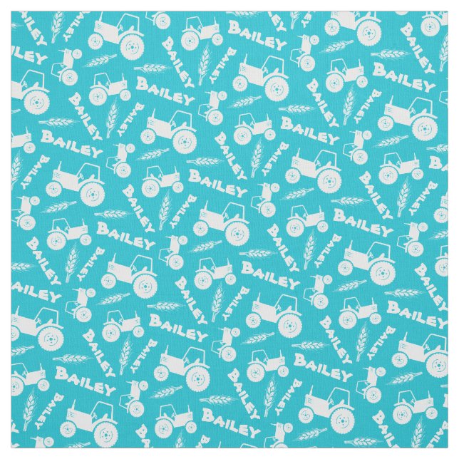 Personalized tractor wheat farm named pattern fabric (Swatch)