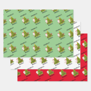 Personalized Traditional Happy Christmas Holiday Wrapping Paper Sheet