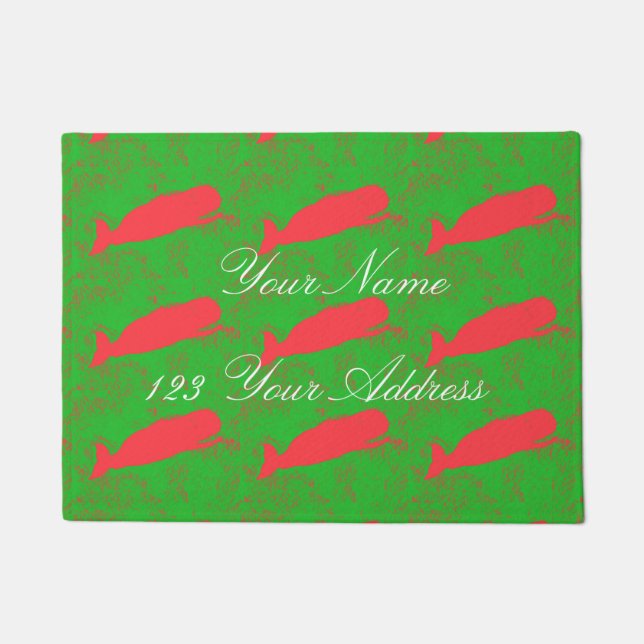 personalized  traditional red whales design doormat (Front)
