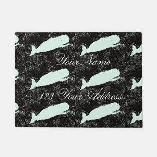 personalized  traditional white whales design doormat