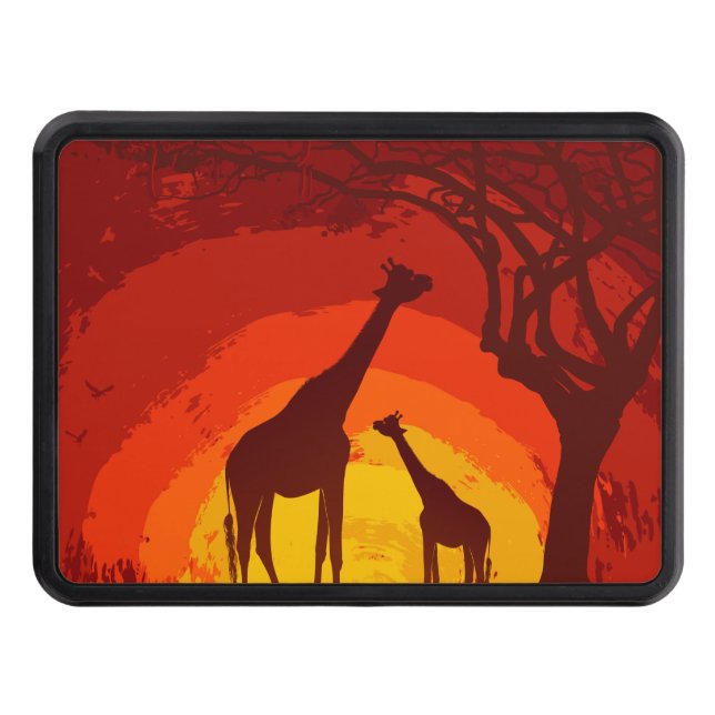 Personalized Trailer Hitch African Safari Giraffe Trailer Hitch Cover (Front)