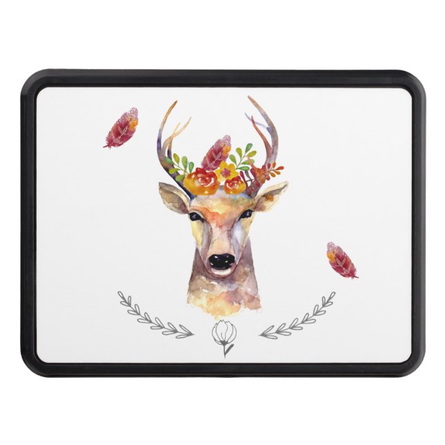 Personalized Trailer Hitch boho deer Buck Head Bro Trailer Hitch Cover (Front)