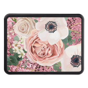 Personalized Trailer Hitch Geometric Garden Rose Trailer Hitch Cover